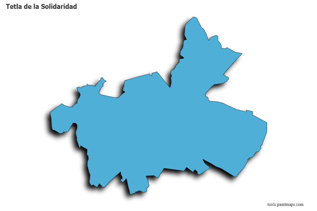 Mapa de Tetla de la Solidaridad con efecto de sombra 3D