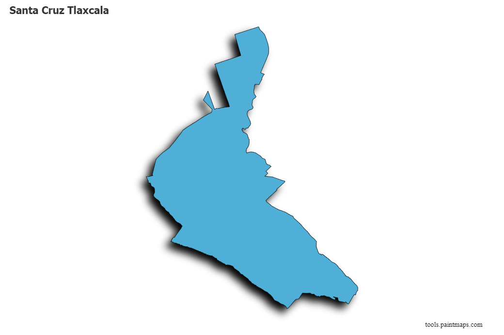 Mapa de Santa Cruz Tlaxcala con efecto de sombra 3D