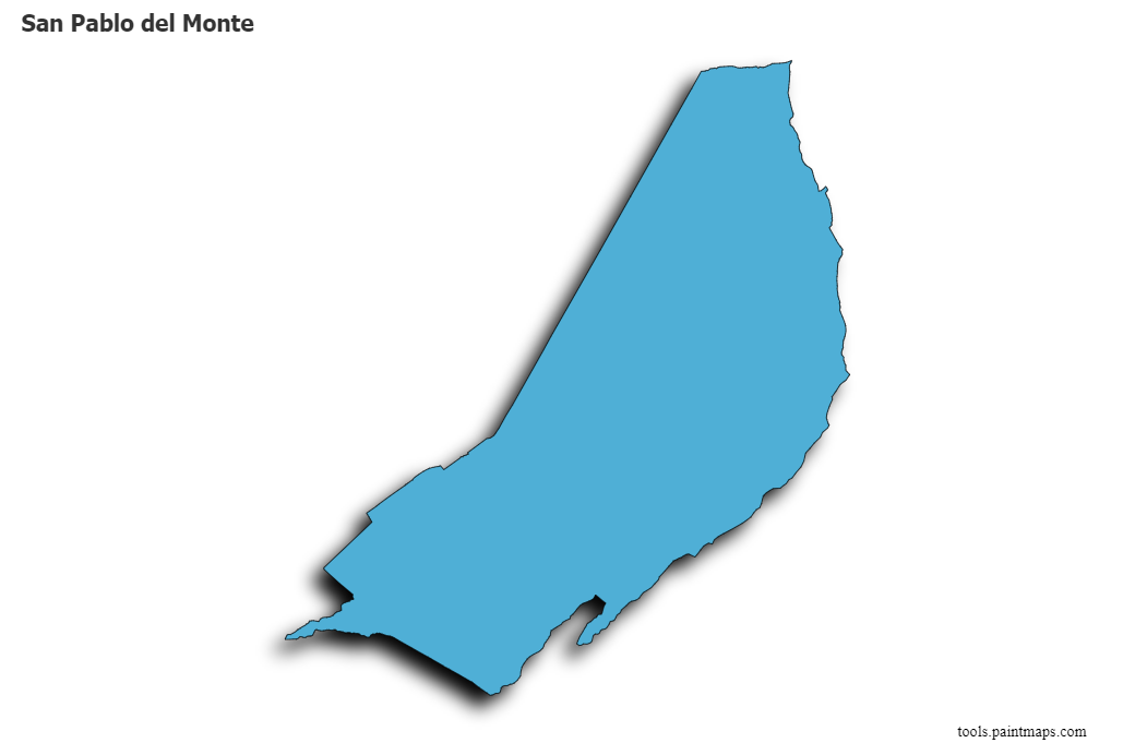 Mapa de San Pablo del Monte con efecto de sombra 3D