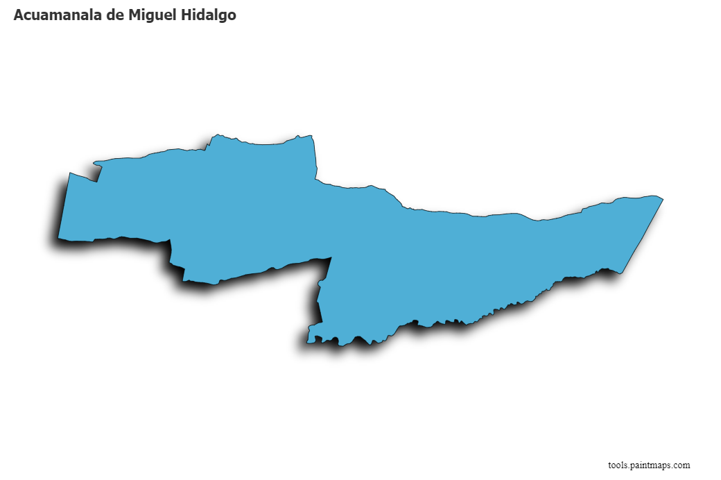 3D gölge efektli Acuamanala de Miguel Hidalgo haritası