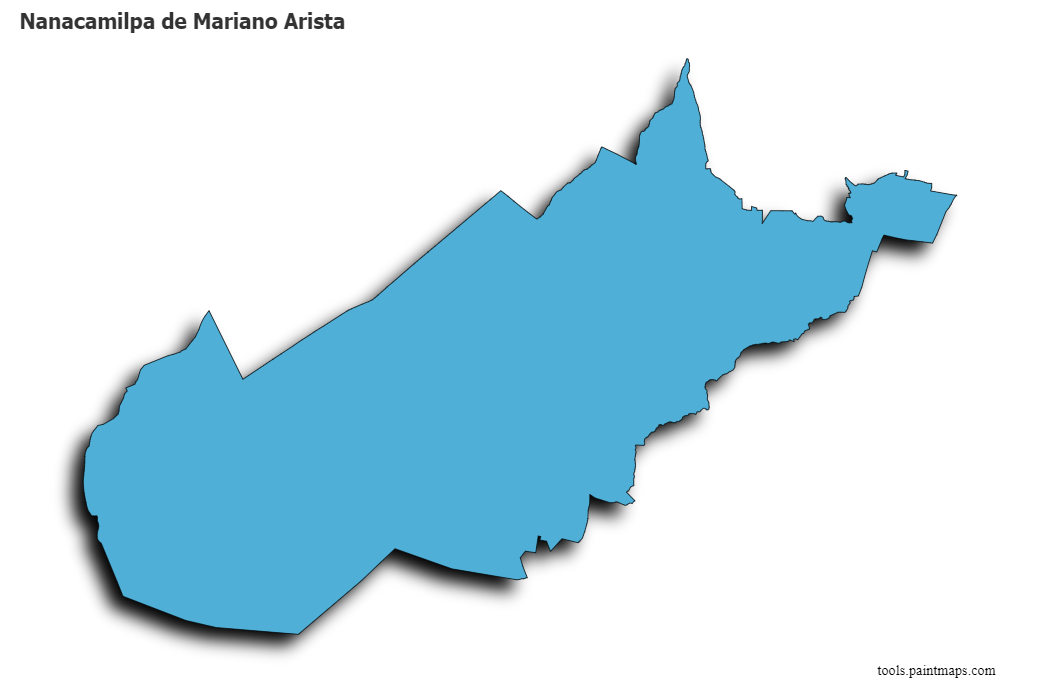 3D gölge efektli Nanacamilpa de Mariano Arista haritası