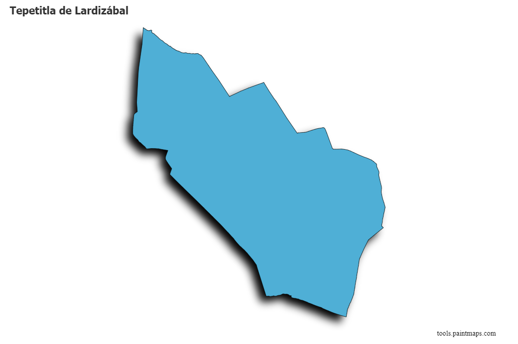Mapa de Tepetitla de Lardizábal con efecto de sombra 3D