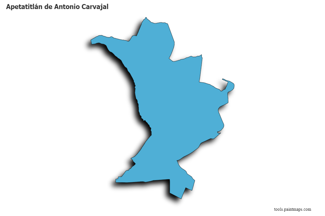 Apetatitlán de Antonio Carvajal map with 3d shadow effect