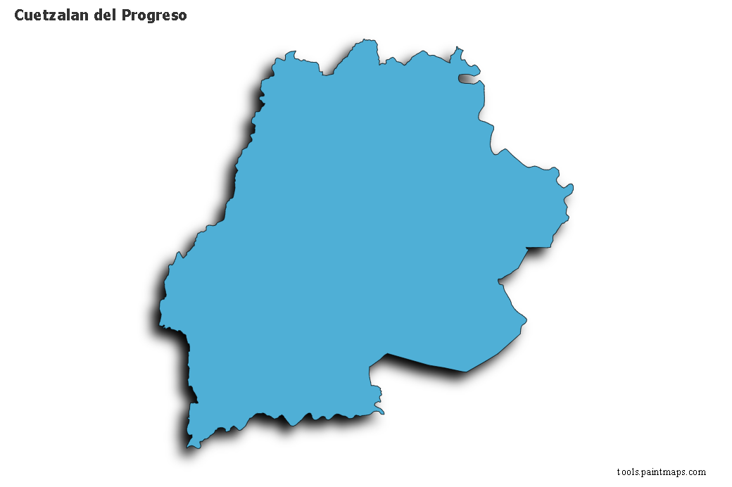 3D gölge efektli Cuetzalan del Progreso haritası