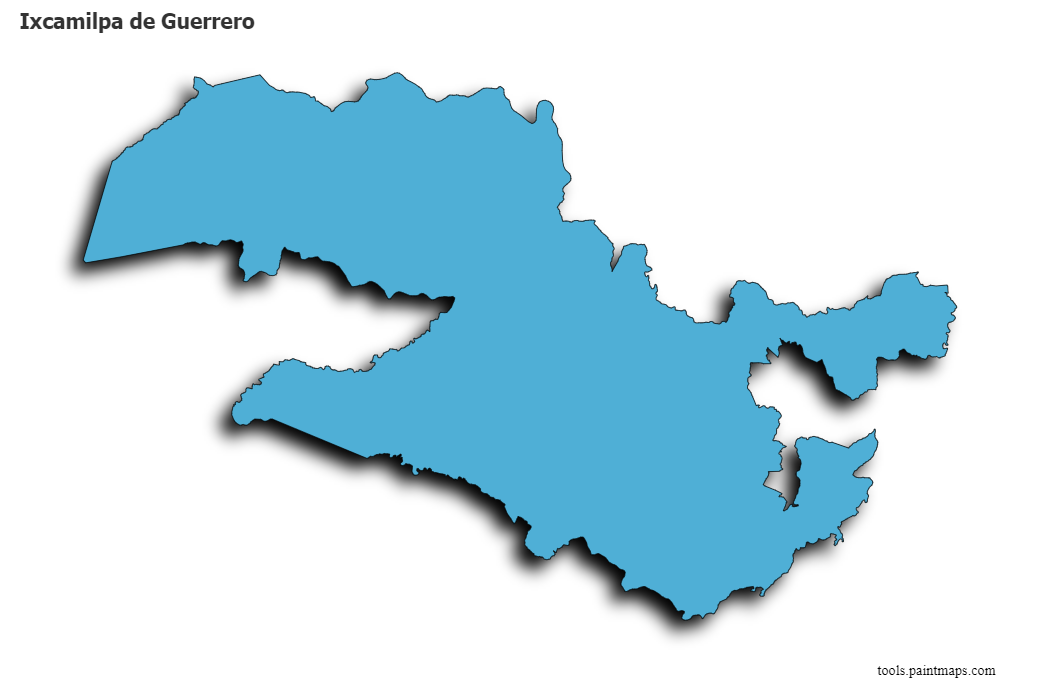 Mapa de Ixcamilpa de Guerrero con efecto de sombra 3D
