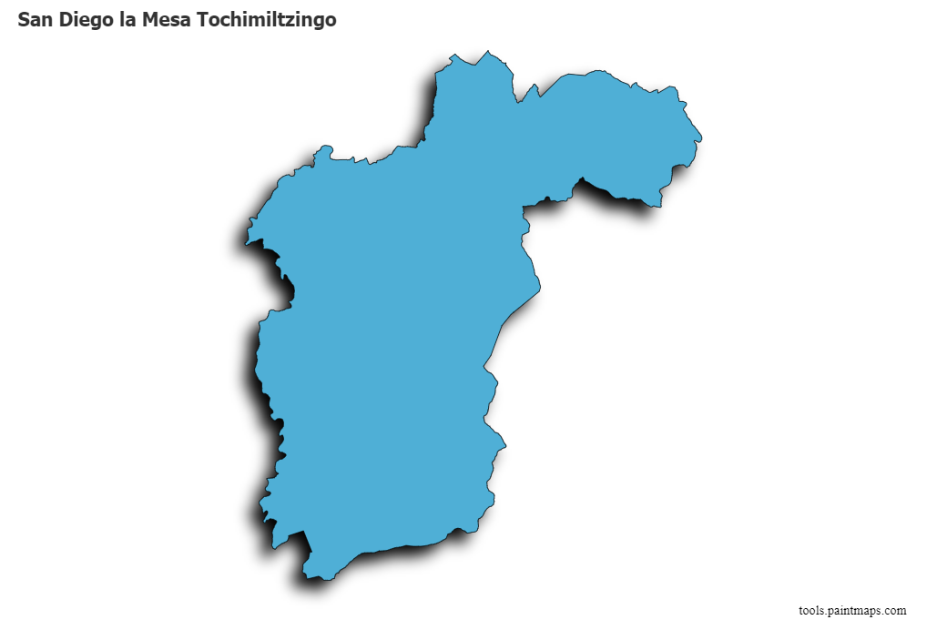 San Diego la Mesa Tochimiltzingo map with 3d shadow effect