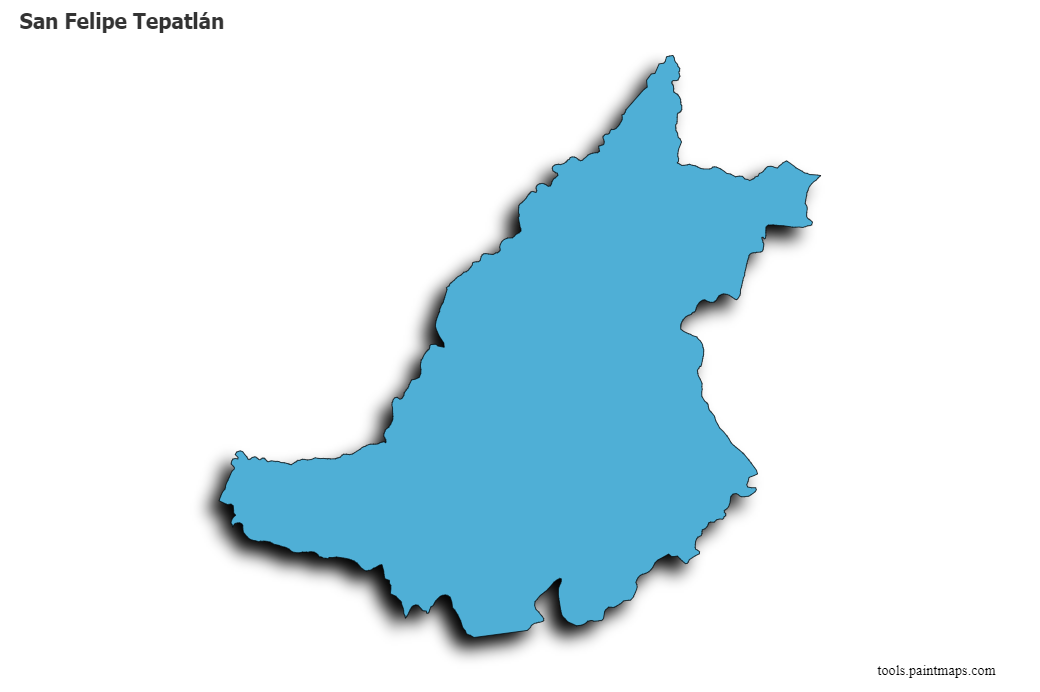 3D gölge efektli San Felipe Tepatlán haritası