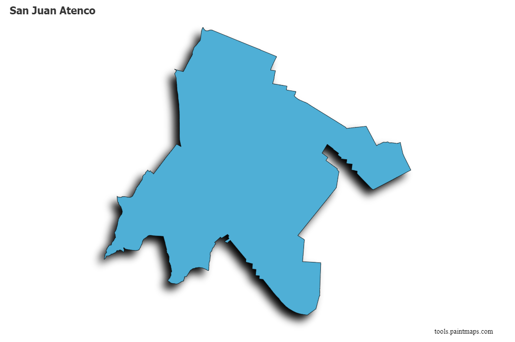 Mapa de San Juan Atenco con efecto de sombra 3D