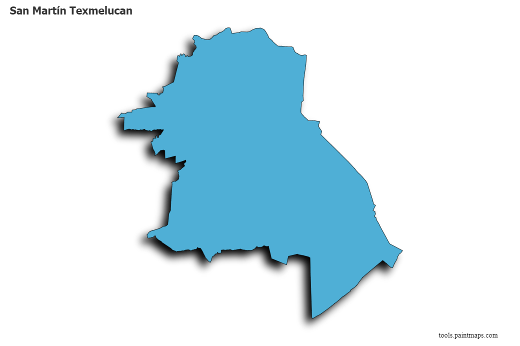 Mapa de San Martín Texmelucan con efecto de sombra 3D