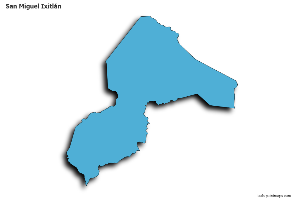 Mapa de San Miguel Ixitlán con efecto de sombra 3D