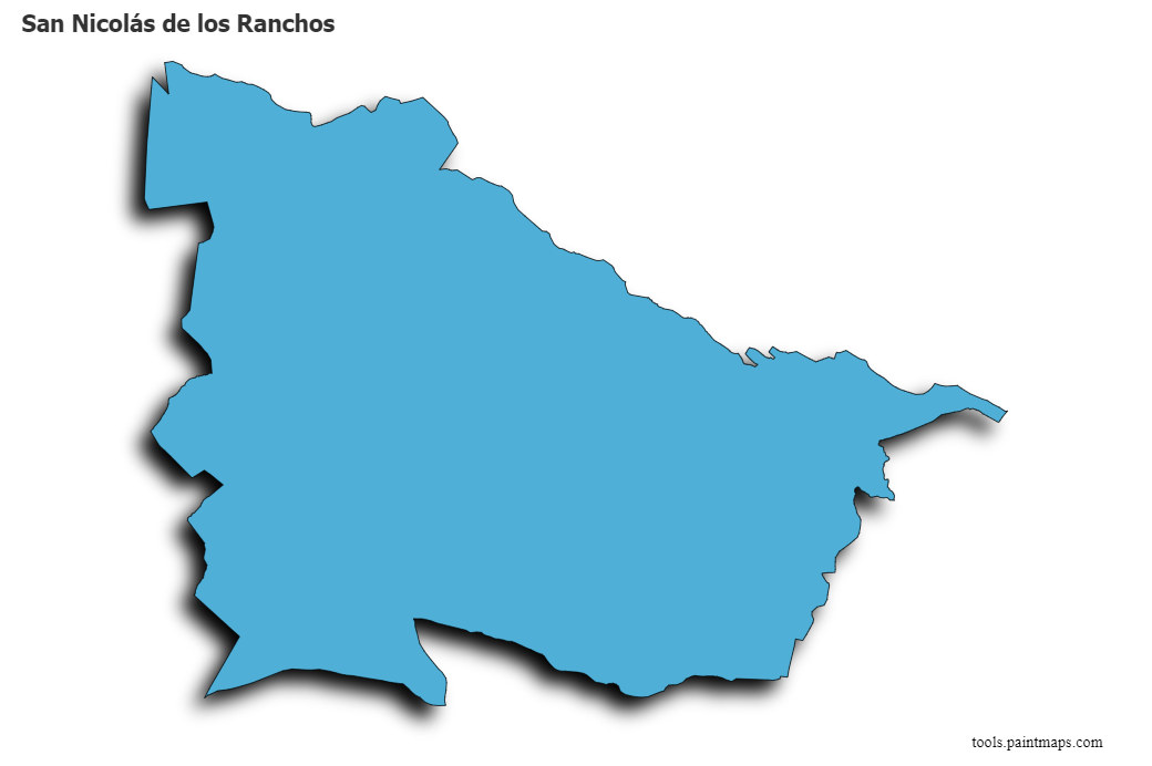 Mapa de San Nicolás de los Ranchos con efecto de sombra 3D