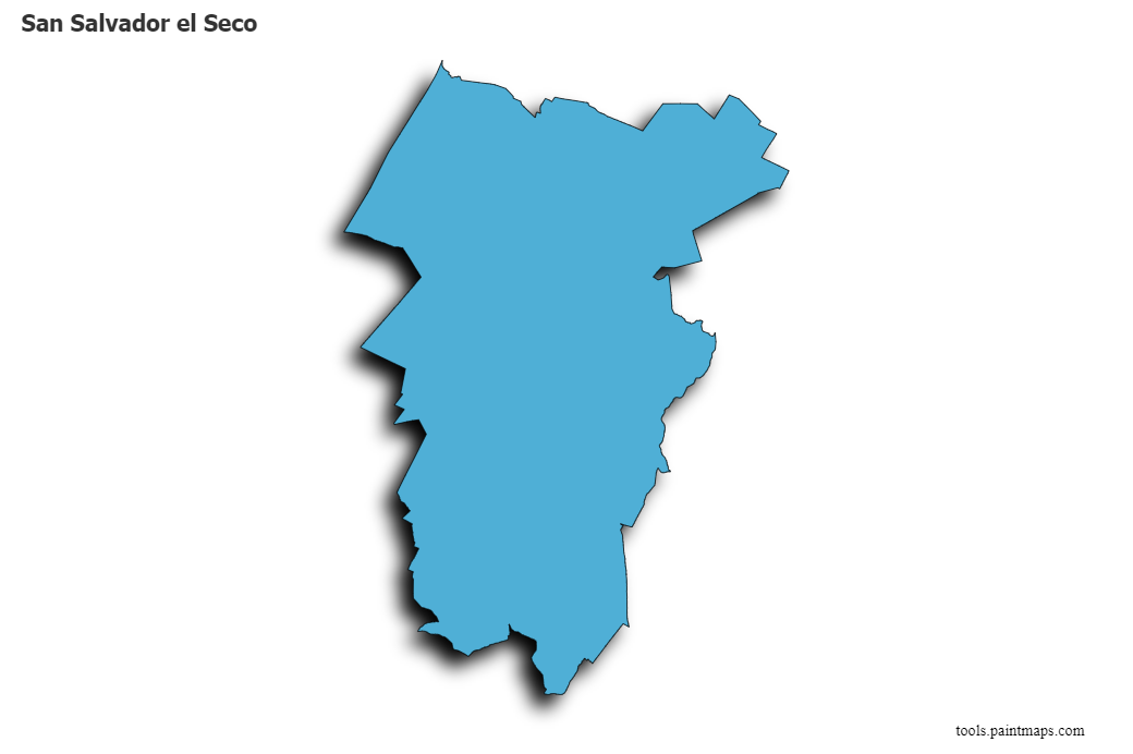 San Salvador el Seco map with 3d shadow effect