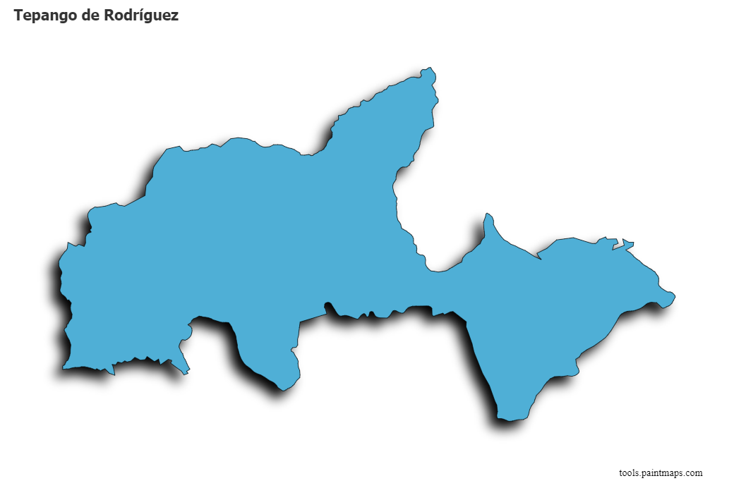 3D gölge efektli Tepango de Rodríguez haritası