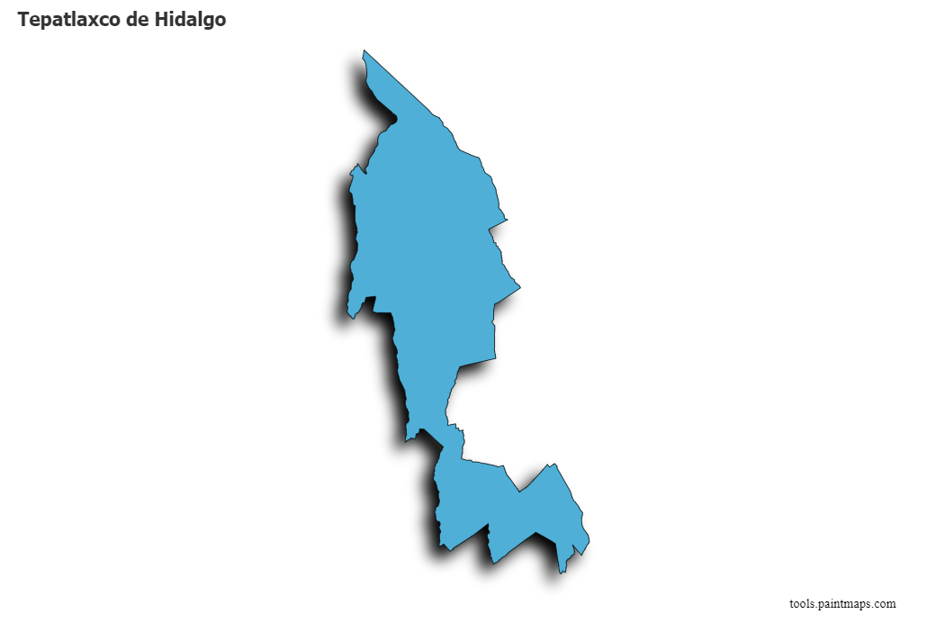 Mapa de Tepatlaxco de Hidalgo con efecto de sombra 3D