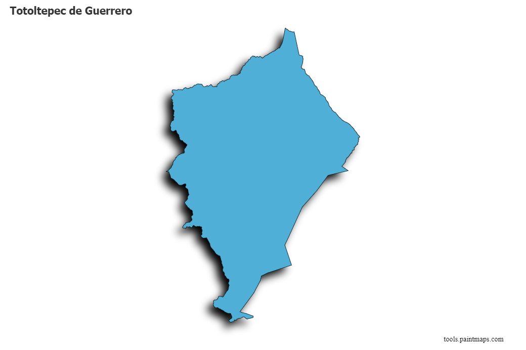 Totoltepec de Guerrero map with 3d shadow effect