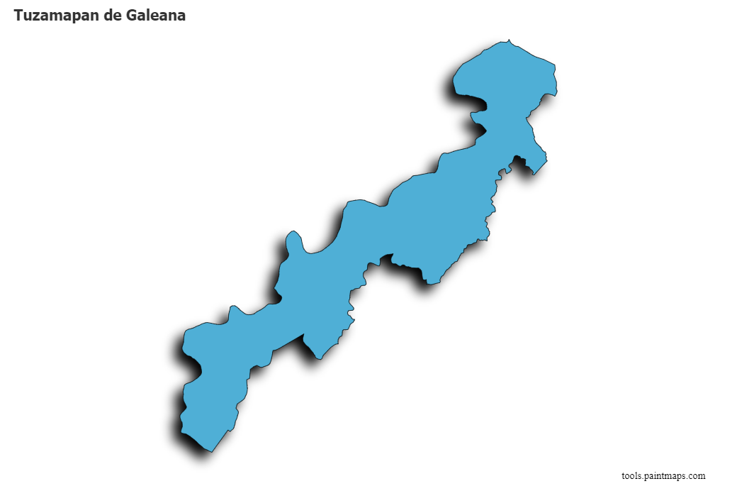 3D gölge efektli Tuzamapan de Galeana haritası