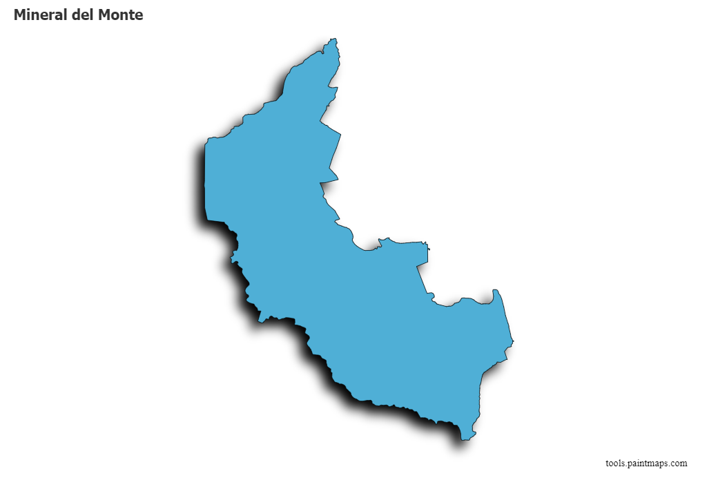 Mineral del Monte map with 3d shadow effect