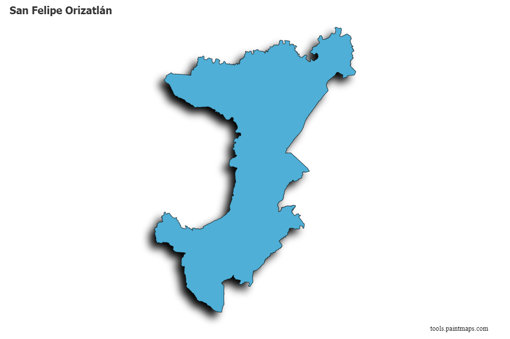 Mapa de San Felipe Orizatlán con efecto de sombra 3D