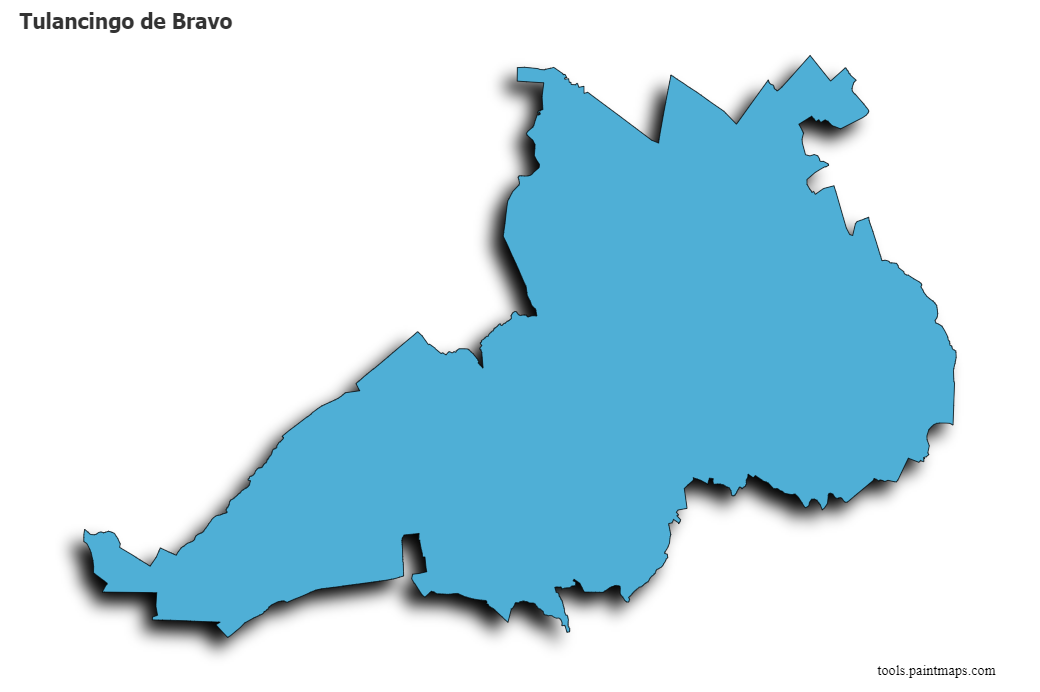 Mapa de Tulancingo de Bravo con efecto de sombra 3D