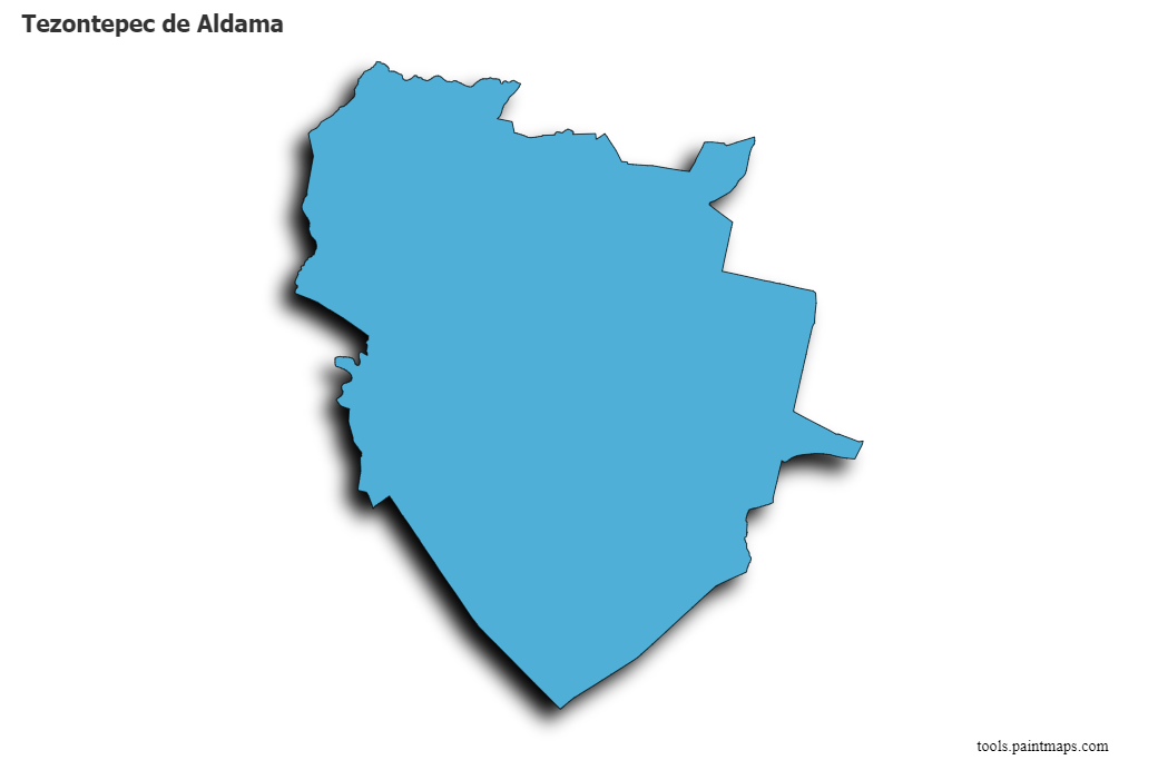 3D gölge efektli Tezontepec de Aldama haritası