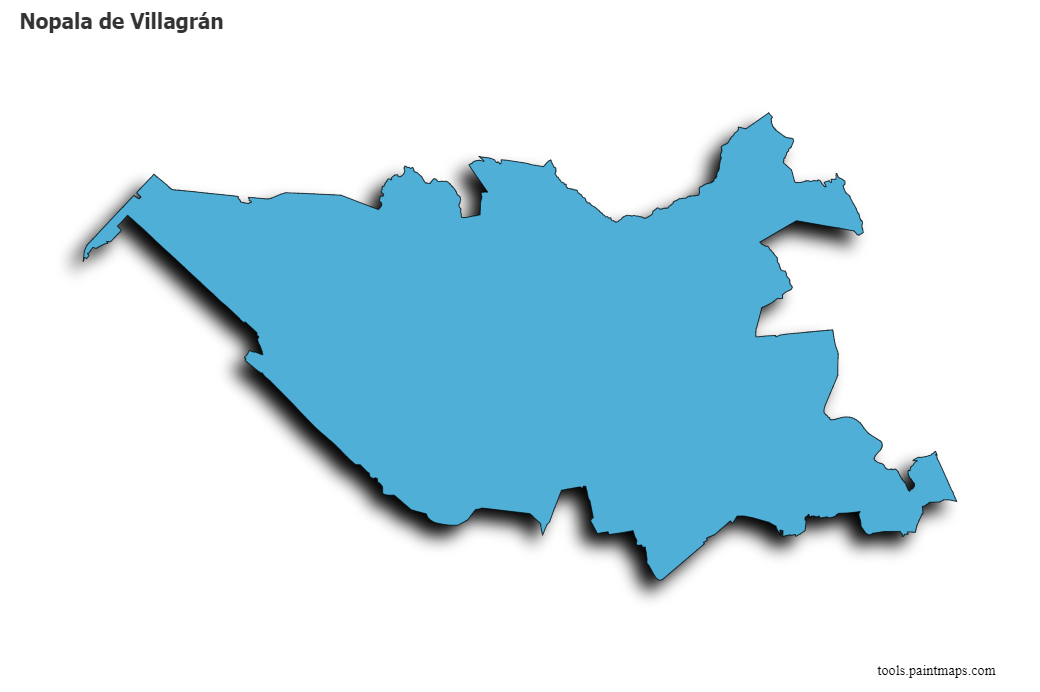 3D gölge efektli Nopala de Villagrán haritası