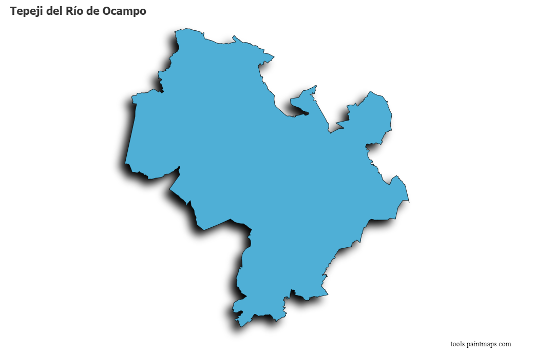 Mapa de Tepeji del Río de Ocampo con efecto de sombra 3D