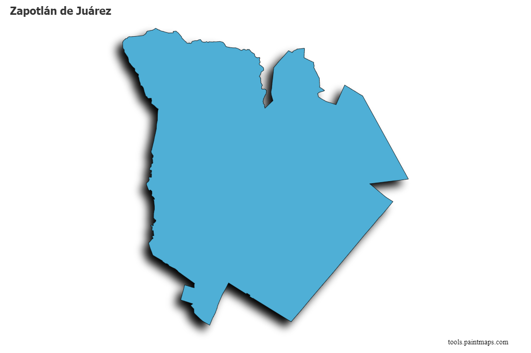 Mapa de Zapotlán de Juárez con efecto de sombra 3D