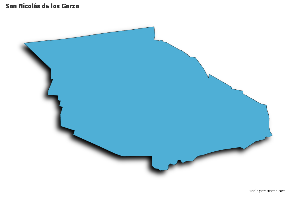 Mapa de San Nicolás de los Garza con efecto de sombra 3D