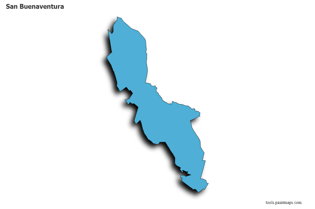 Mapa de San Buenaventura con efecto de sombra 3D