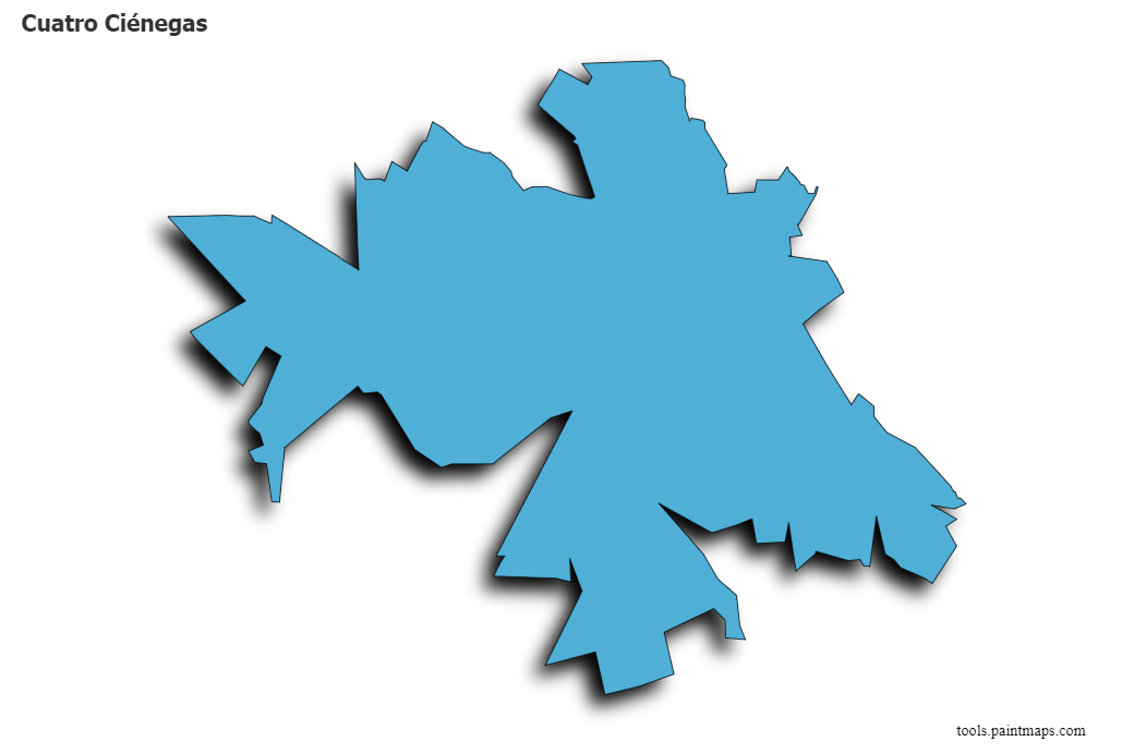 3D gölge efektli Cuatro Ciénegas haritası