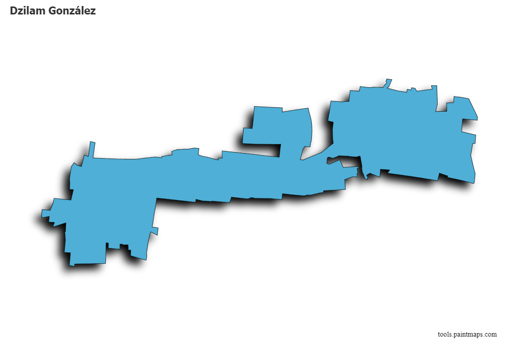 Mapa de Dzilam González con efecto de sombra 3D