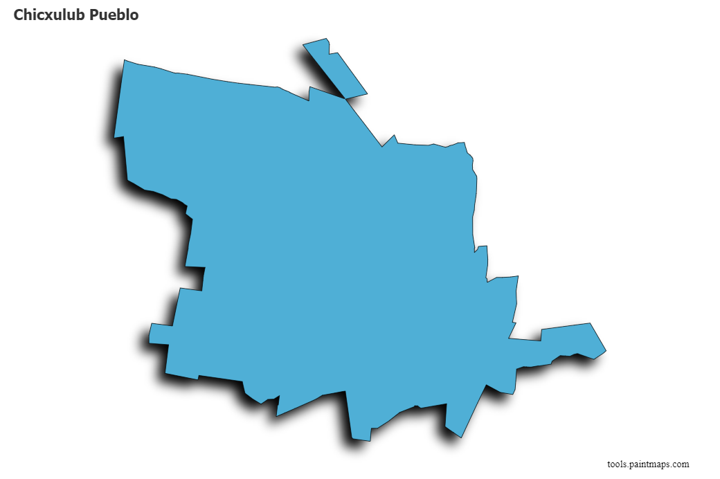 Mapa de Chicxulub Pueblo con efecto de sombra 3D