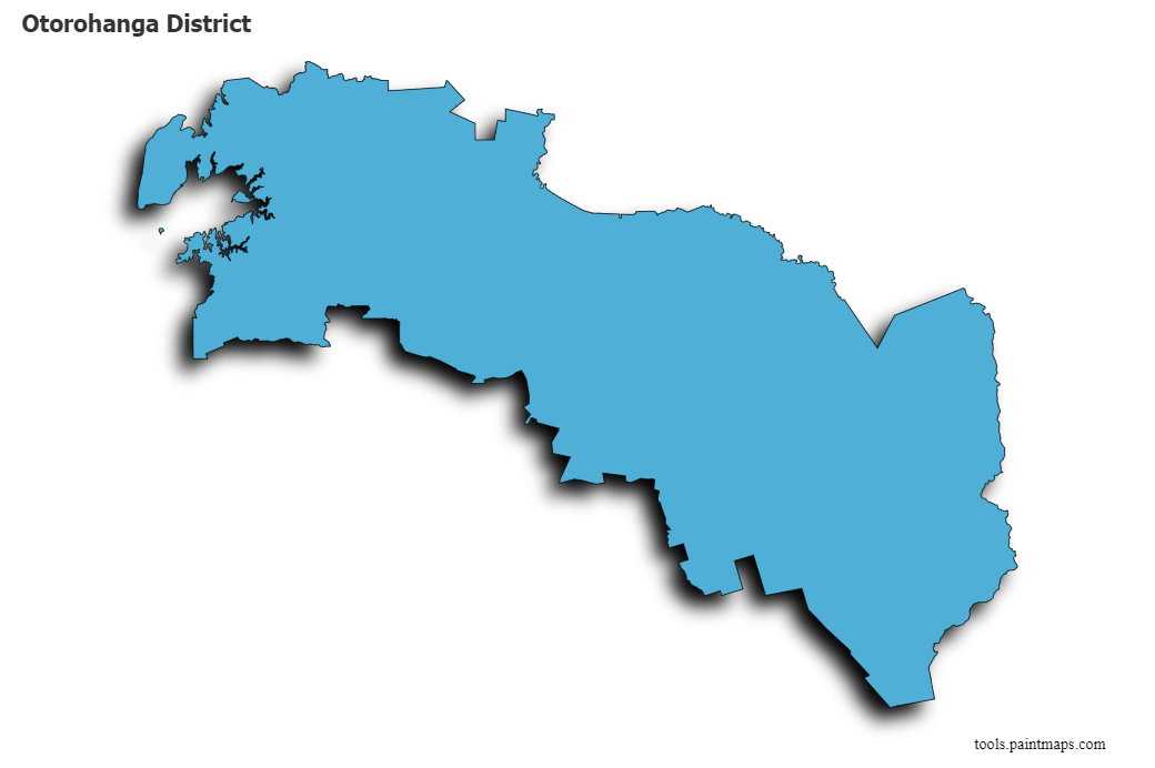 Mapa de Otorohanga District con efecto de sombra 3D