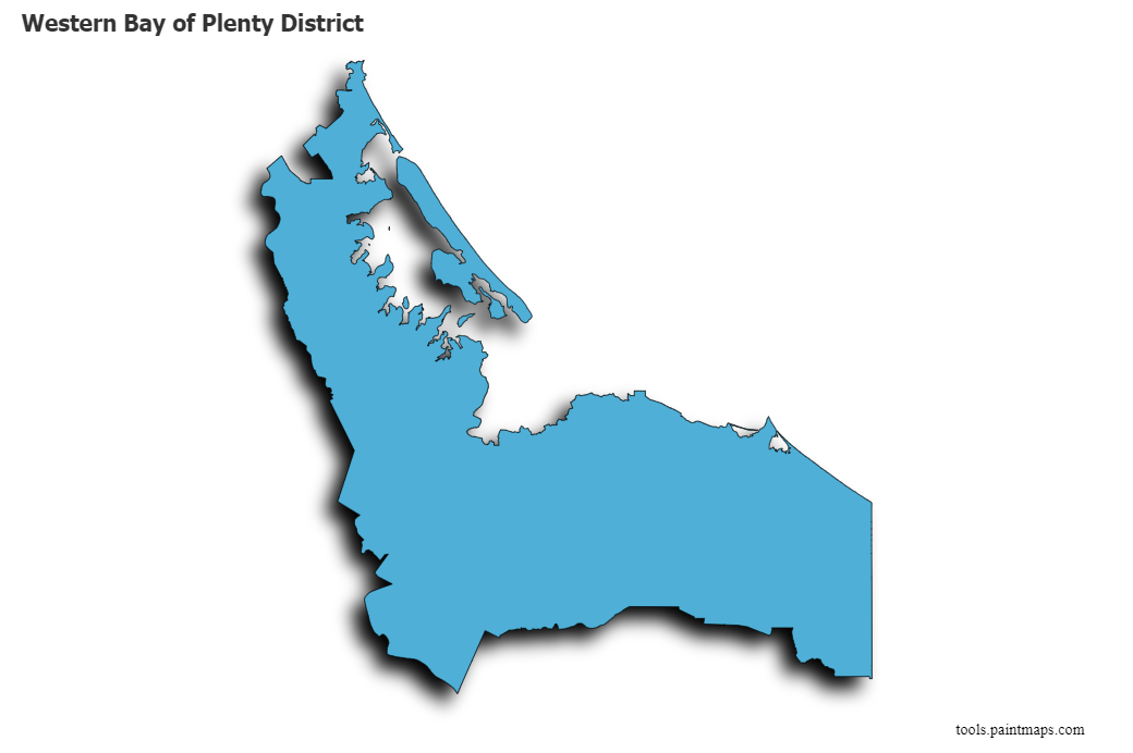 Western Bay of Plenty map with 3d shadow effect