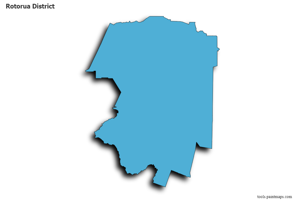 Mapa de Rotorua District con efecto de sombra 3D