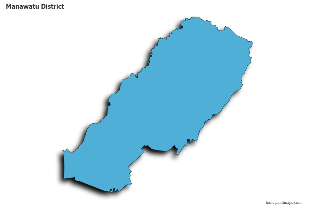 Mapa de Manawatu District con efecto de sombra 3D