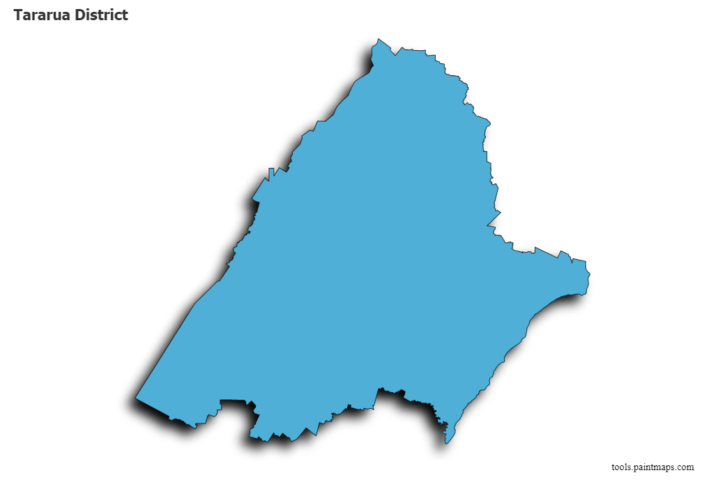 Mapa de Tararua District con efecto de sombra 3D