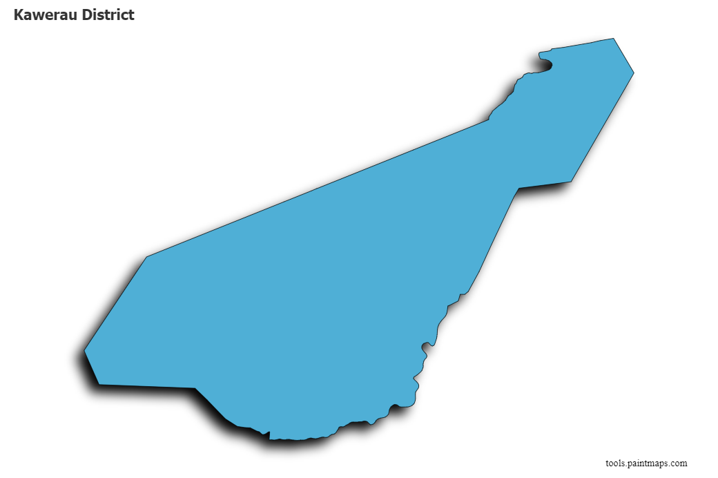 Mapa de Kawerau District con efecto de sombra 3D