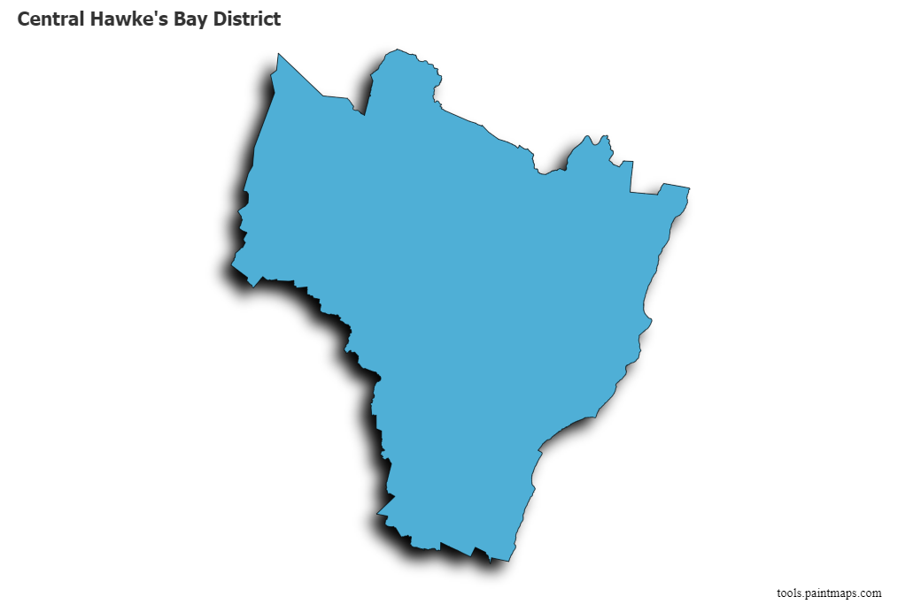 Mapa de Central Hawke's Bay District con efecto de sombra 3D