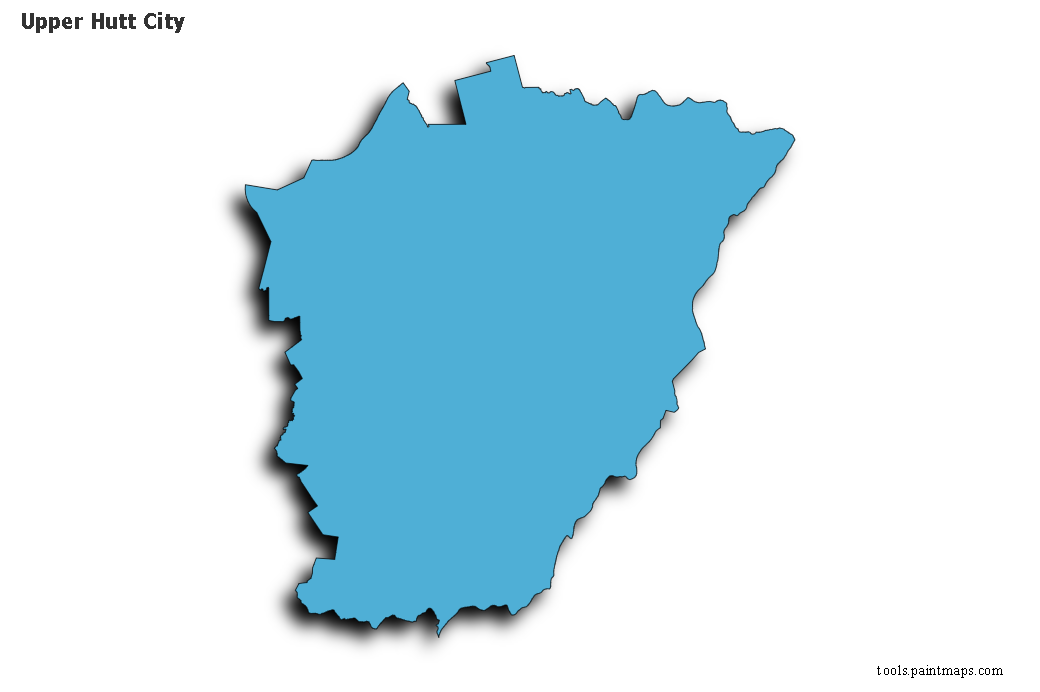 Mapa de Upper Hutt City con efecto de sombra 3D