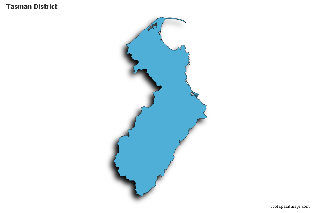 Mapa de Tasman District con efecto de sombra 3D