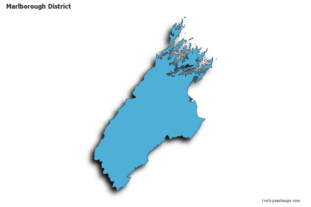 Mapa de Marlborough District con efecto de sombra 3D