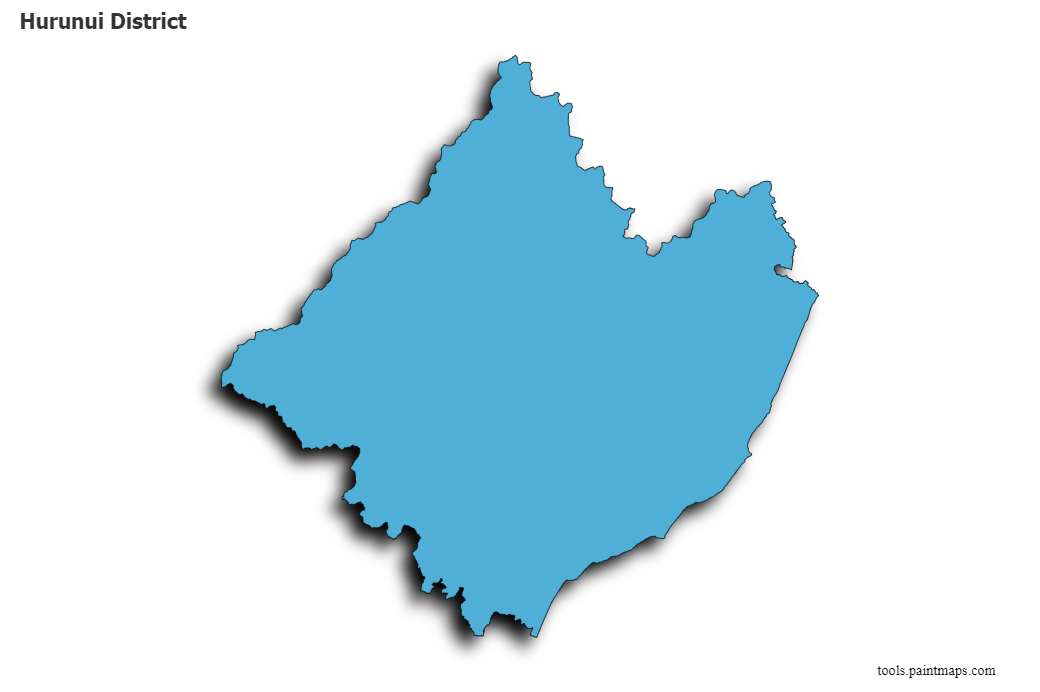 Mapa de Hurunui District con efecto de sombra 3D