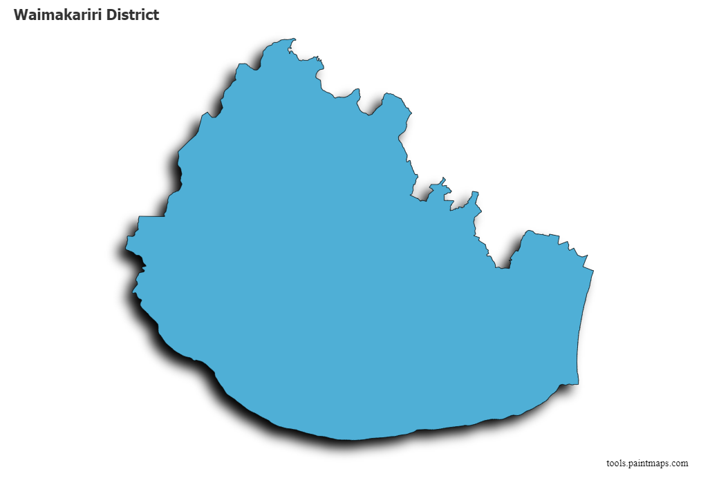 3D gölge efektli Waimakariri District haritası