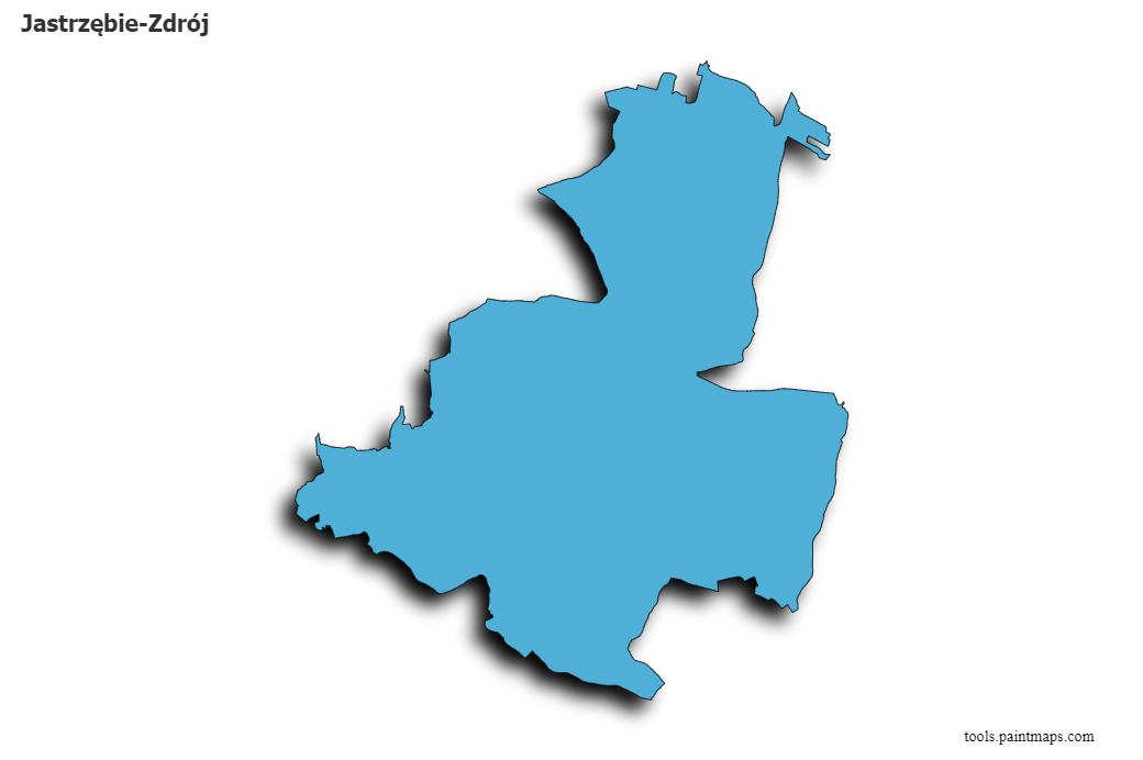 Mapa de Jastrzębie-Zdrój con efecto de sombra 3D