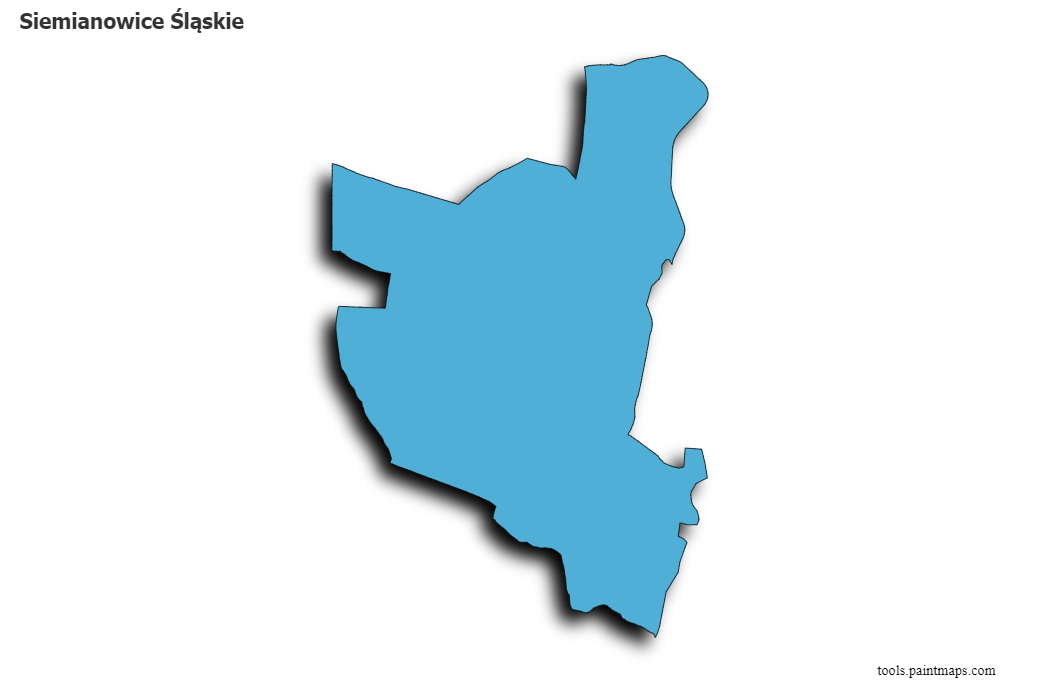 Mapa de Siemianowice Śląskie con efecto de sombra 3D