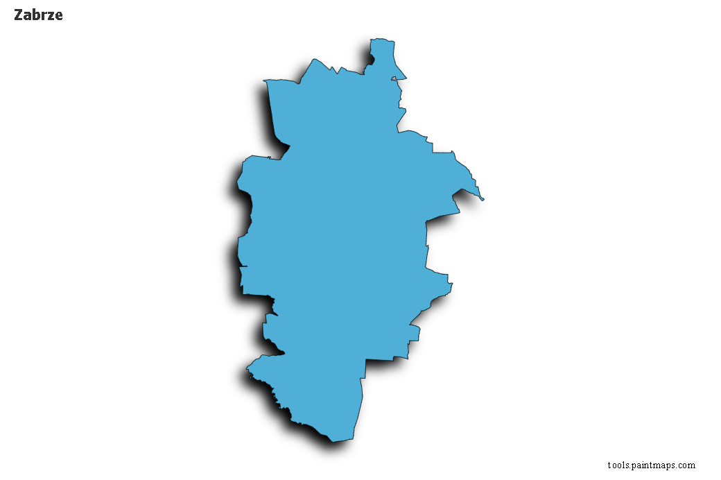 Zabrze map with 3d shadow effect