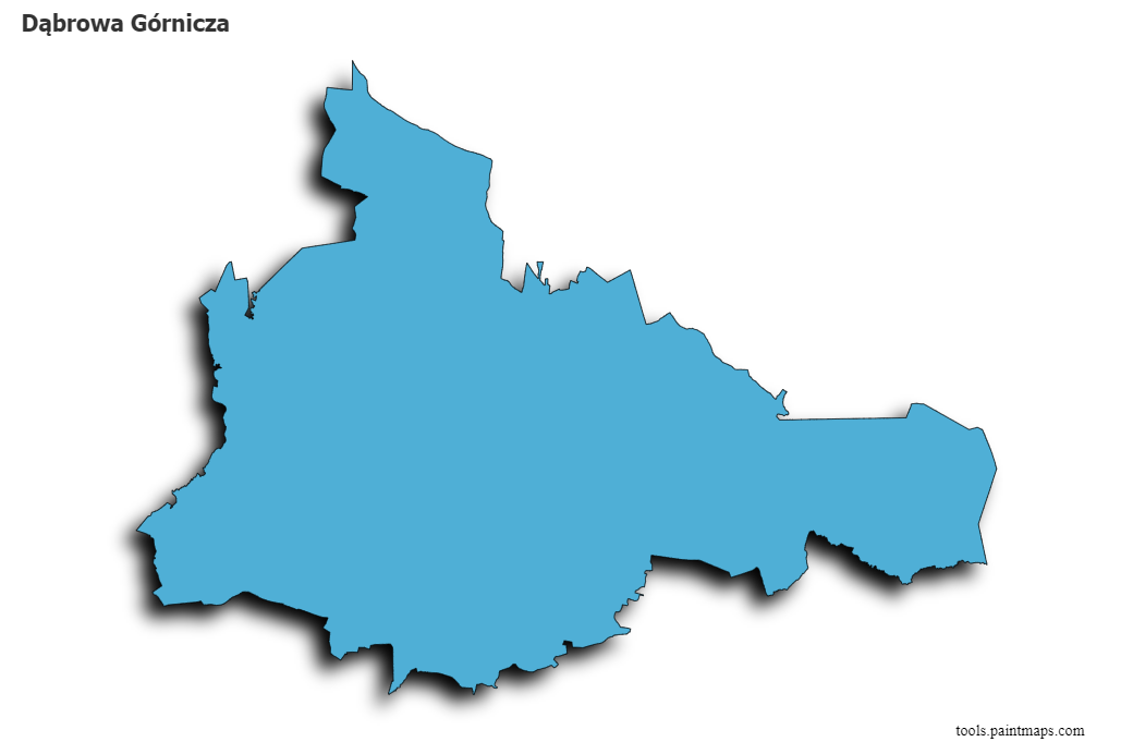 Dąbrowa Górnicza map with 3d shadow effect