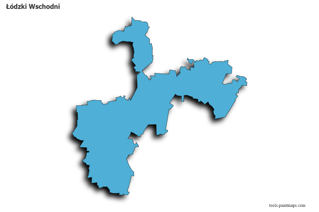 3D gölge efektli Łódzki Wschodni haritası