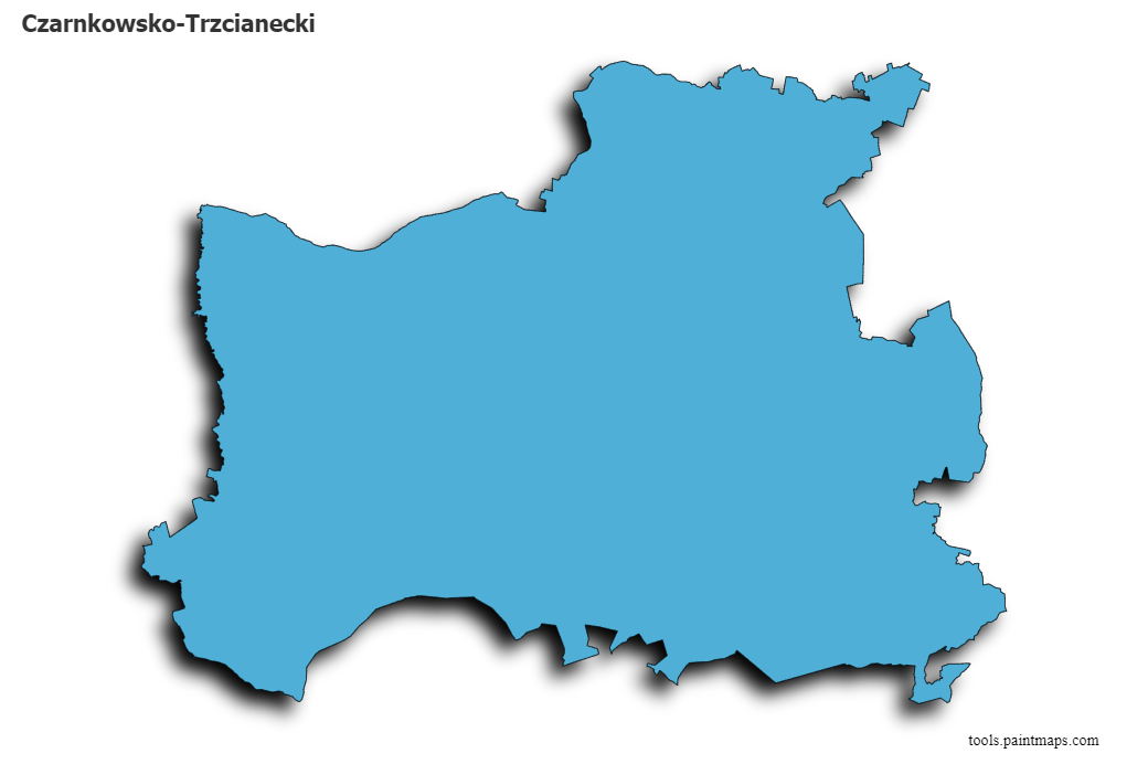 Czarnków-Trzcianka map with 3d shadow effect